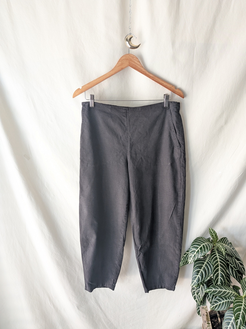 Eileen Fisher Organic Cotton Hemp Charcoal Ankle Pants
